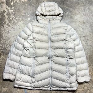 Eddie Bauer Women’s XL Hooded Down Puffer Jacket Chevron Quilt